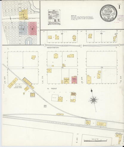 Sanborn Fire Insurance Map from Corinne, Box Elder County, Utah (1907), Sheet #0001 - Complete Map Set gallery image, historic Sanborn map, vintage wall art, Utah Utah