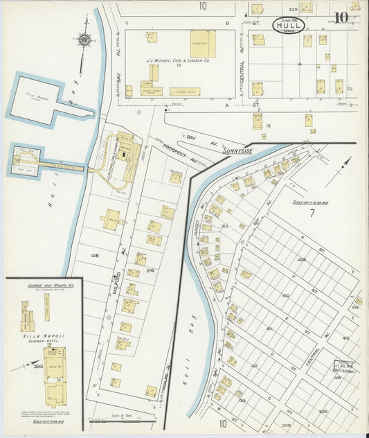Sanborn Fire Insurance Map from Hull, Plymouth County, Massachusetts (1916), Sheet #0010 - Historic Sanborn Fire Insurance Map Print, vintage old map wall art, antique decor, genealogy gift, Massachusetts Massachusetts map