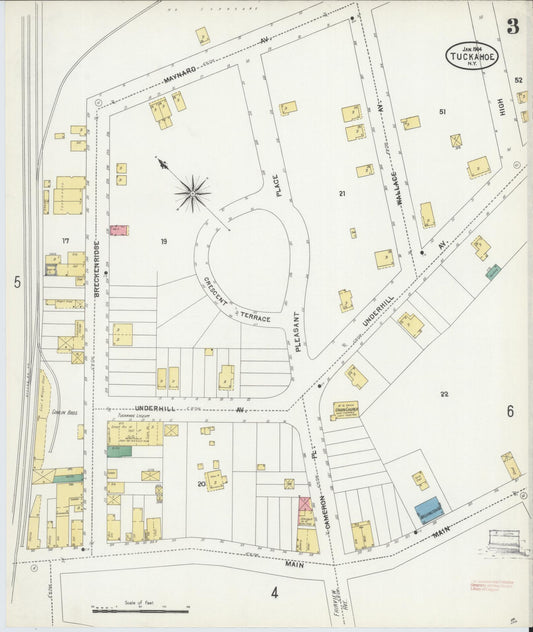 Sanborn Fire Insurance Map from Tuckahoe, Westchester County, New York (1904), Sheet #0003 - Historic Sanborn Fire Insurance Map Print, vintage old map wall art, antique decor, genealogy gift, New York New York map