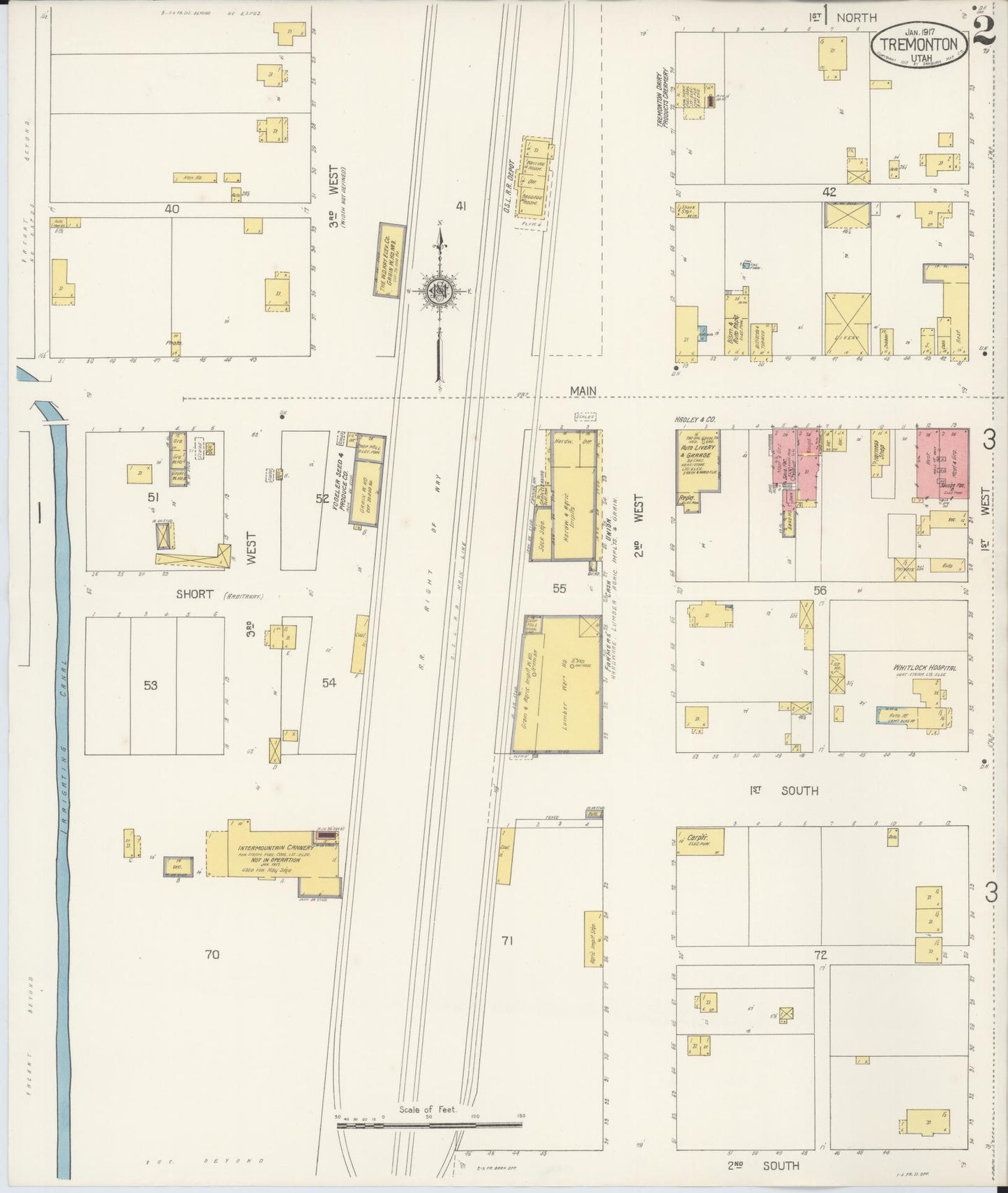 Sanborn Fire Insurance Map from Tremonton, Box Elder County, Utah (1917), Sheet #0002 - Complete Map Set gallery image, historic Sanborn map, vintage wall art, Utah Utah