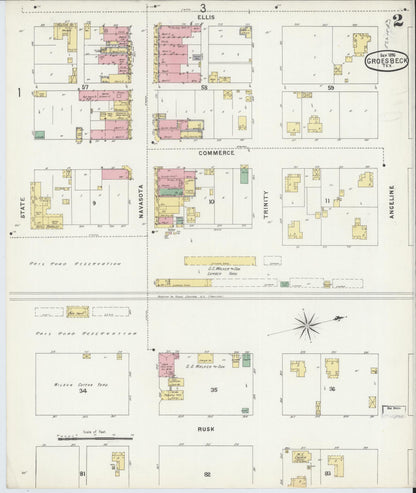 Sanborn Fire Insurance Map from Groesbeck, Limestone County, Texas (1896), Sheet #0002 - Complete Map Set gallery image, historic Sanborn map, vintage wall art, Texas Texas