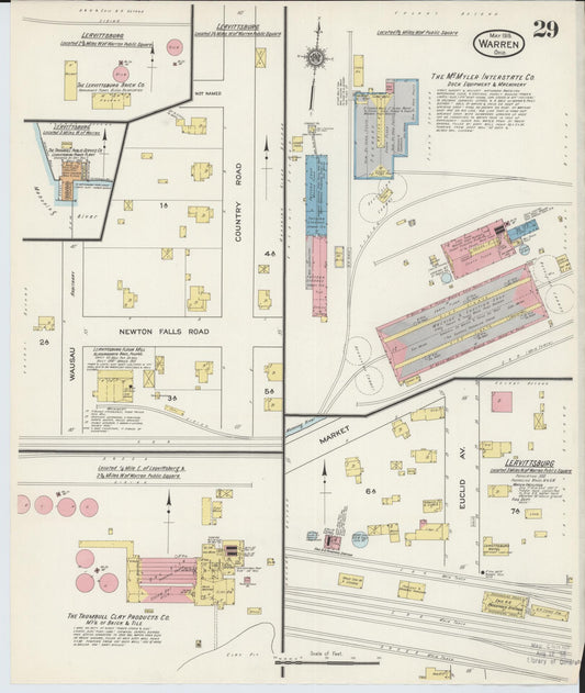Sanborn Fire Insurance Map from Warren, Trumbull County, Ohio (1915), Sheet #0029 - Historic Sanborn Fire Insurance Map Print, vintage old map wall art, antique decor, genealogy gift, Ohio Ohio map