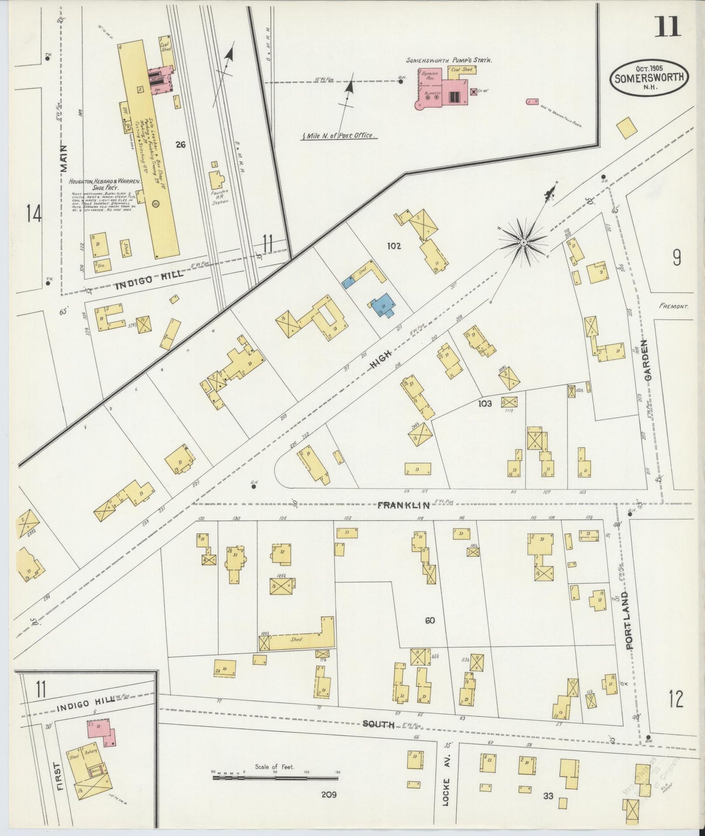 Sanborn Fire Insurance Map from Somersworth, Strafford County, New Hampshire (1905), Sheet #0011 - Complete Map Set gallery image, historic Sanborn map, vintage wall art, Maine Maine