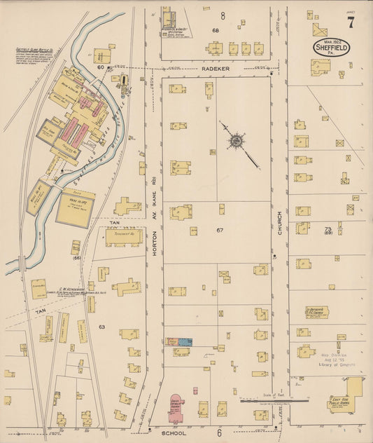 Sanborn Fire Insurance Map from Sheffield, Warren County, Pennsylvania (1922), Sheet #0007 - Historic Sanborn Fire Insurance Map Print, vintage old map wall art, antique decor, genealogy gift, Pennsylvania Pennsylvania map