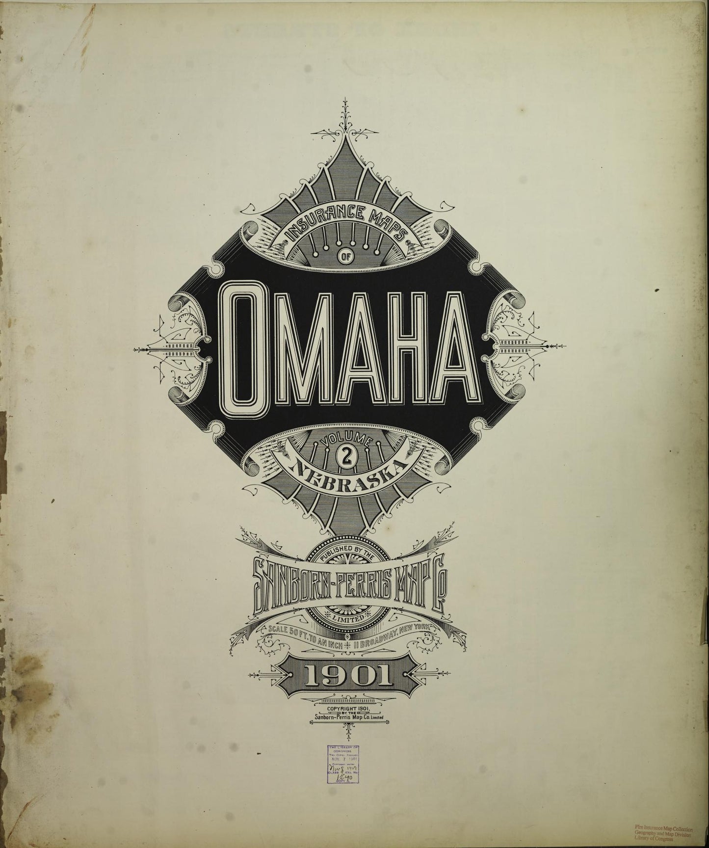 Sanborn Fire Insurance Map from Omaha, Douglas And Sarpy County, Nebraska (1901), Sheet #0001 - Complete Map Set gallery image, historic Sanborn map, vintage wall art, Nebraska Nebraska