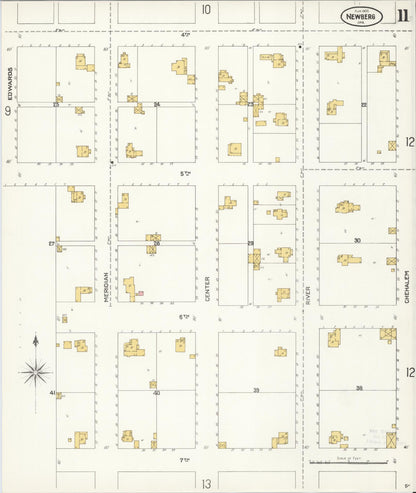 Sanborn Fire Insurance Map from Newberg, Yamhill County, Oregon (1905), Sheet #0011 - Complete Map Set gallery image, historic Sanborn map, vintage wall art, Oregon Oregon