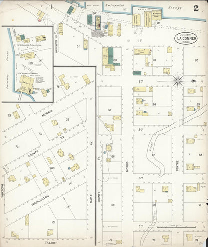 Sanborn Fire Insurance Map from La Conner, Skagit County, Washington (1899), Sheet #0002 - Complete Map Set gallery image, historic Sanborn map, vintage wall art, Washington Washington