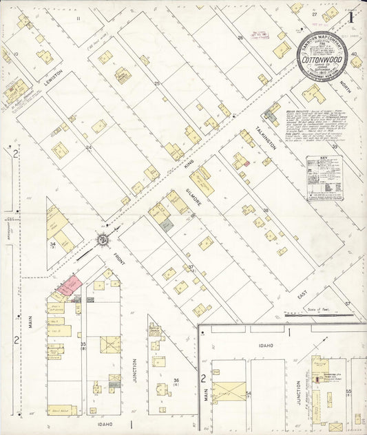 Sanborn Fire Insurance Map from Cottonwood, Idaho County, Idaho (1910), Sheet #0001 - Historic Sanborn Fire Insurance Map Print, vintage old map wall art, antique decor, genealogy gift, Cottonwood Idaho map