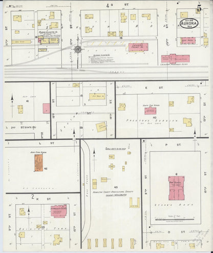 Sanborn Fire Insurance Map from Aurora, Hamilton County, Nebraska (1918), Sheet #0005 - Complete Map Set gallery image, historic Sanborn map, vintage wall art, Nebraska Nebraska