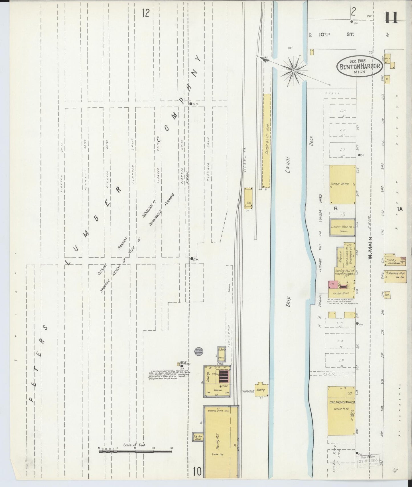 Sanborn Fire Insurance Map from Benton Harbor, Berrien County, Michigan (1905), Sheet #0011 - Historic Sanborn Fire Insurance Map Print, vintage old map wall art, antique decor, genealogy gift, Michigan Michigan map