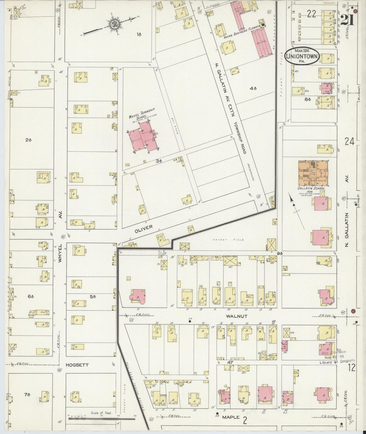 Sanborn Fire Insurance Map from Uniontown, Fayette County, Pennsylvania (1914), Sheet #0021 - Complete Map Set gallery image, historic Sanborn map, vintage wall art, Pennsylvania Pennsylvania