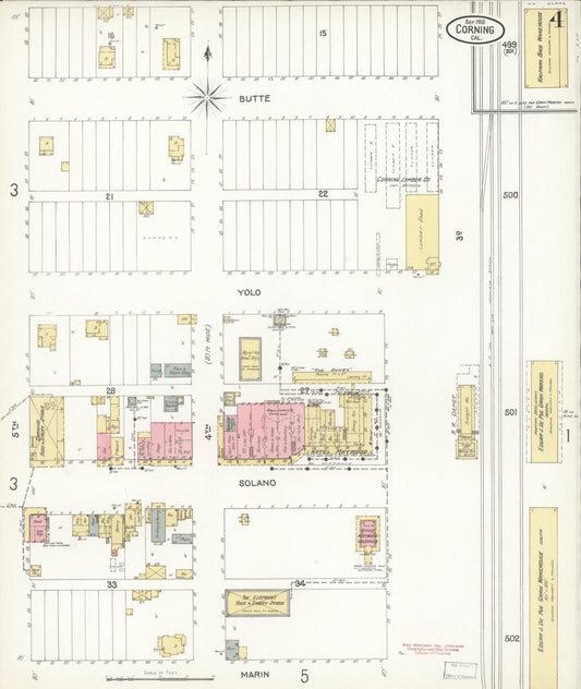 Sanborn Fire Insurance Map from Corning, Tehama County, California (1903), Sheet #0004 - Historic Sanborn Fire Insurance Map Print, vintage old map wall art, antique decor, genealogy gift, California California map