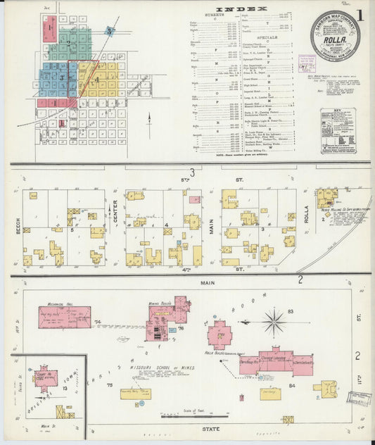 Sanborn Fire Insurance Map from Rolla, Phelps County, Missouri (1905), Sheet #0001 - Complete Map Set gallery image, historic Sanborn map, vintage wall art, Missouri Missouri