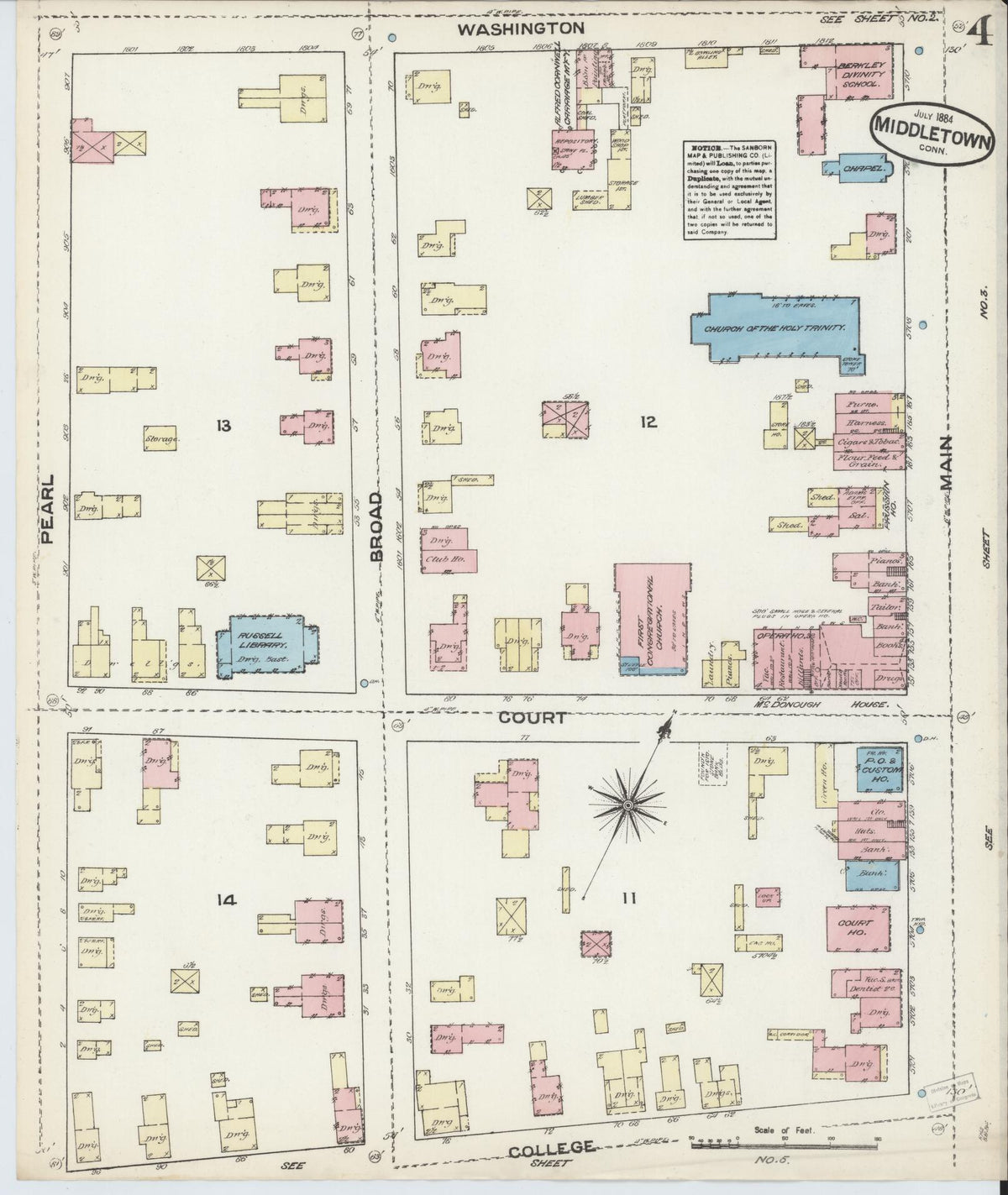 Sanborn Fire Insurance Map from Middletown, Middlesex County, Connecticut (1884), Sheet #0003 - Historic Sanborn Fire Insurance Map Print, vintage old map wall art, antique decor, genealogy gift, Connecticut Connecticut map