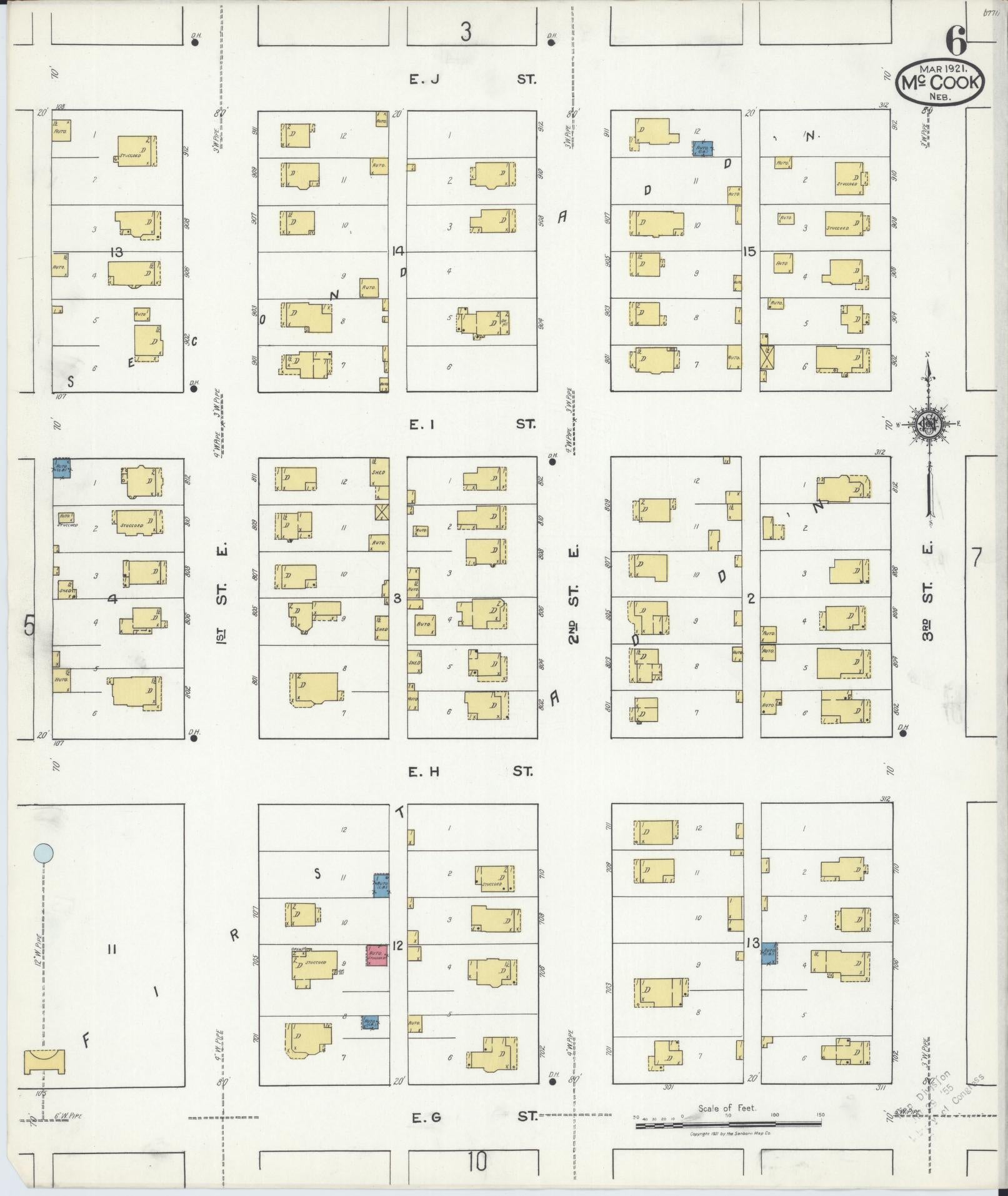 Sanborn Fire Insurance Map from Mccook, Red Willow County, Nebraska (1921), Sheet #0006 - Complete Map Set gallery image, historic Sanborn map, vintage wall art, Nebraska Nebraska