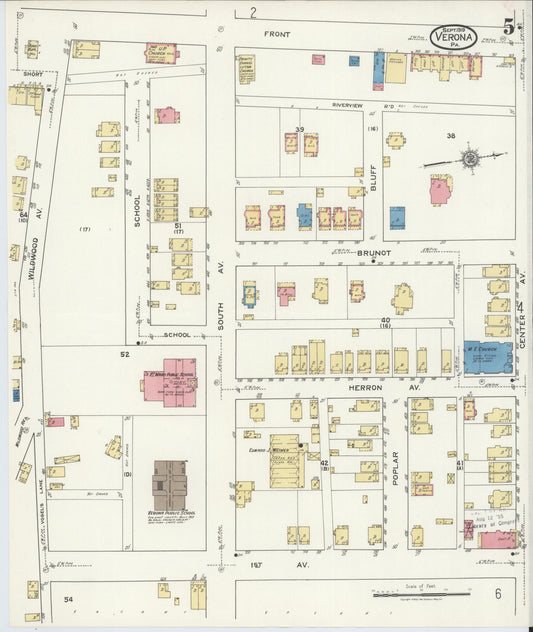 Sanborn Fire Insurance Map from Verona, Allegheny County, Pennsylvania (1919), Sheet #0005 - Historic Sanborn Fire Insurance Map Print, vintage old map wall art, antique decor, genealogy gift, Pennsylvania Pennsylvania map