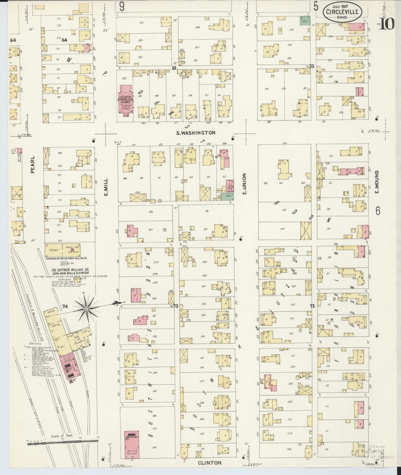 Sanborn Fire Insurance Map from Circleville, Pickaway County, Ohio (1907), Sheet #0010 - Complete Map Set gallery image, historic Sanborn map, vintage wall art, Ohio Ohio