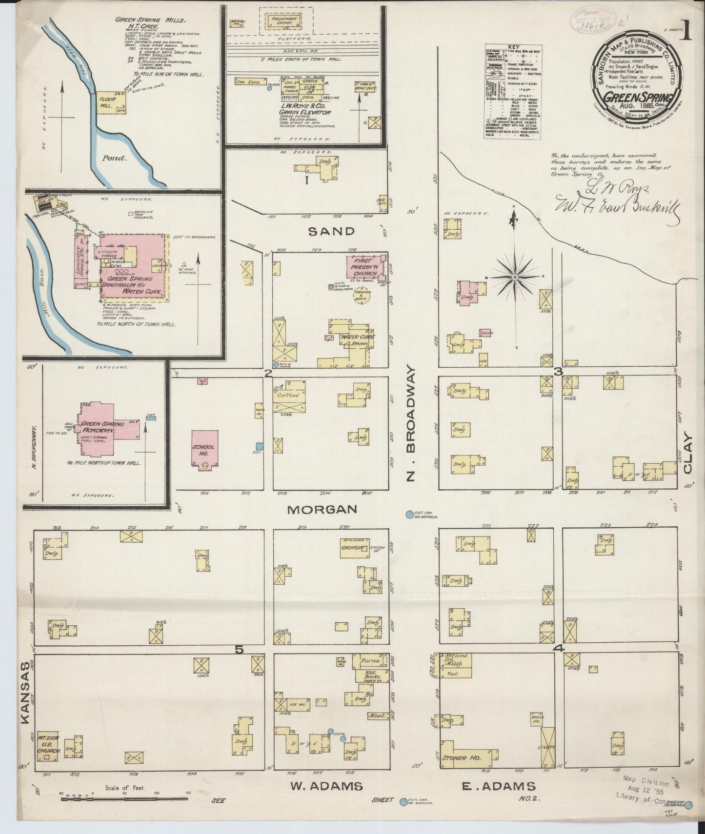 Sanborn Fire Insurance Map from Green Springs, Sandusky And Seneca Counties, Ohio (1885), Sheet #0001 - Complete Map Set gallery image, historic Sanborn map, vintage wall art, Ohio Ohio