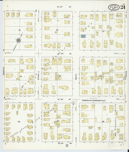 Sanborn Fire Insurance Map from Flint, Genesee County, Michigan (1909), Sheet #0021 - Complete Map Set gallery image, historic Sanborn map, vintage wall art, Michigan Michigan
