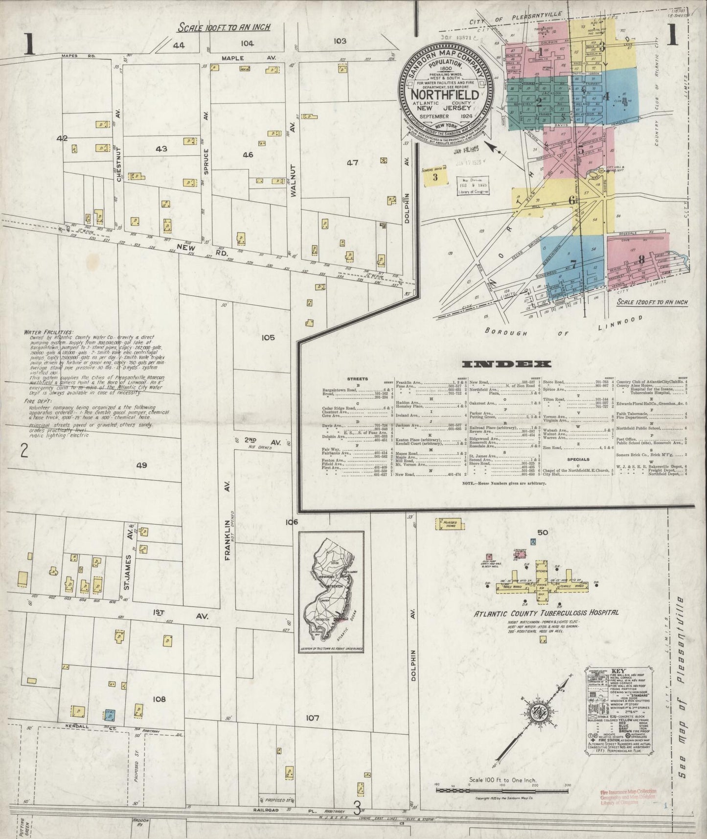 Sanborn Fire Insurance Map from Northfield, Atlantic County, New Jersey. (1924) – Historic Sanborn Fire Insurance Map Print