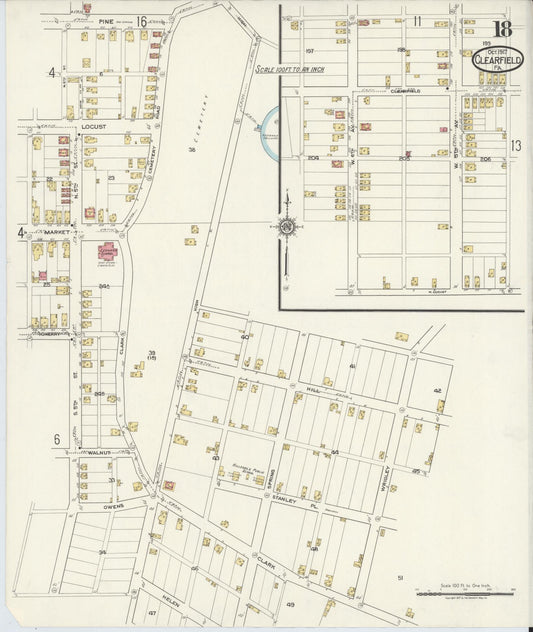 Sanborn Fire Insurance Map from Clearfield, Clearfield County, Pennsylvania (1917), Sheet #0018 - Historic Sanborn Fire Insurance Map Print, vintage old map wall art, antique decor, genealogy gift, Pennsylvania Pennsylvania map