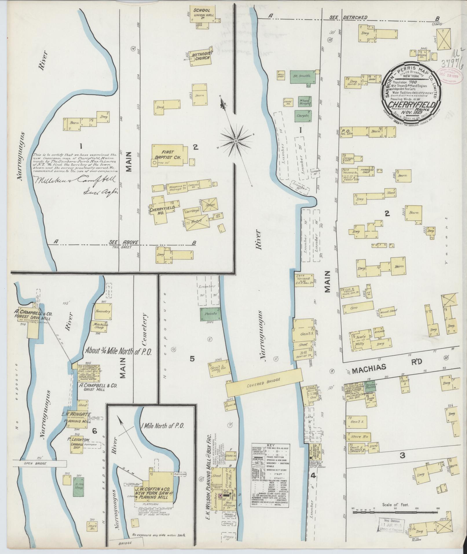 Sanborn Fire Insurance Map from Cherryfield, Washington County, Maine. (1889) – Historic Sanborn Fire Insurance Map Print
