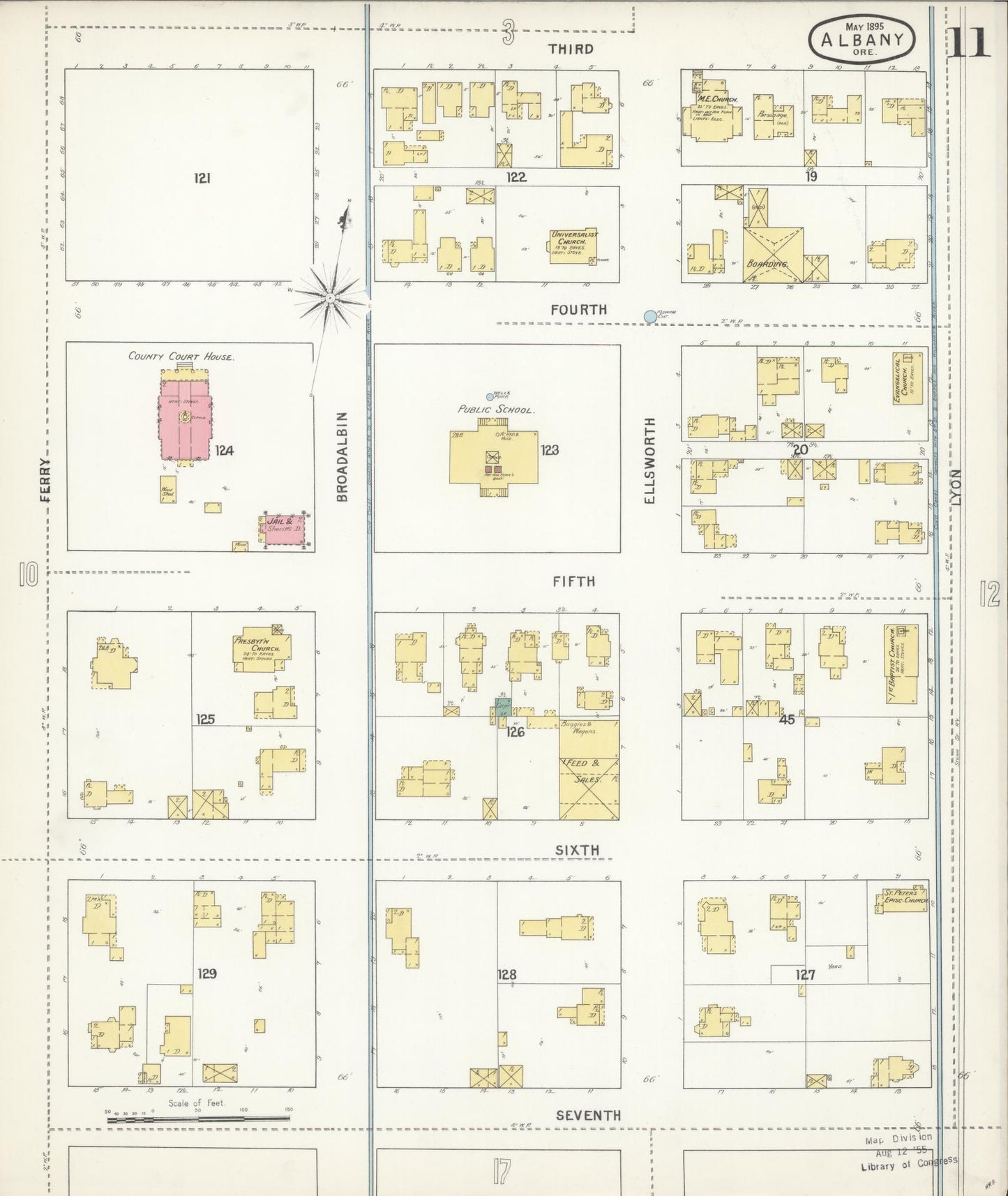 Sanborn Fire Insurance Map from Albany, Linn County, Oregon (1895), Sheet #0011 - Complete Map Set gallery image, historic Sanborn map, vintage wall art, Oregon Oregon