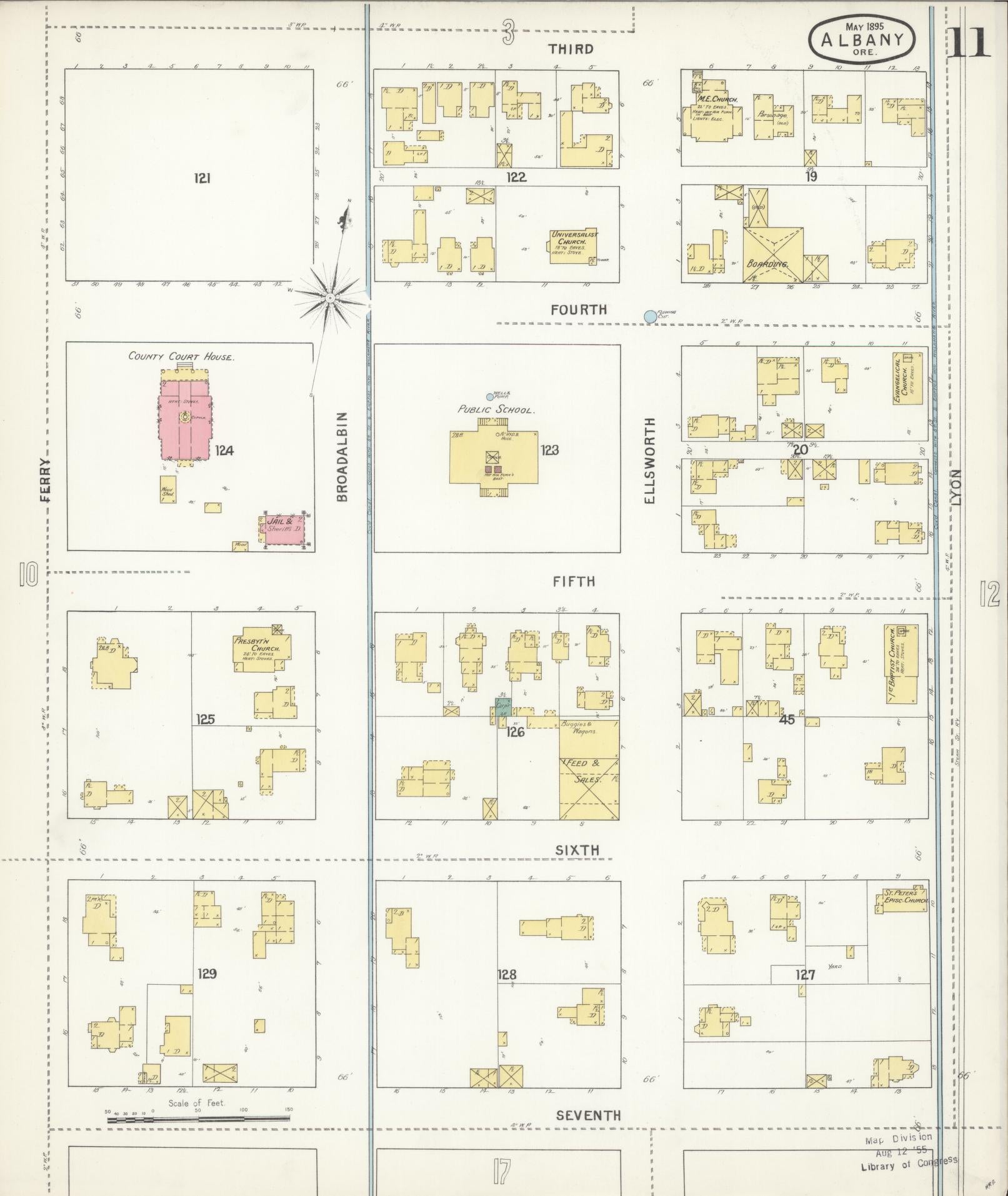 Sanborn Fire Insurance Map from Albany, Linn County, Oregon (1895), Sheet #0011 - Complete Map Set gallery image, historic Sanborn map, vintage wall art, Oregon Oregon