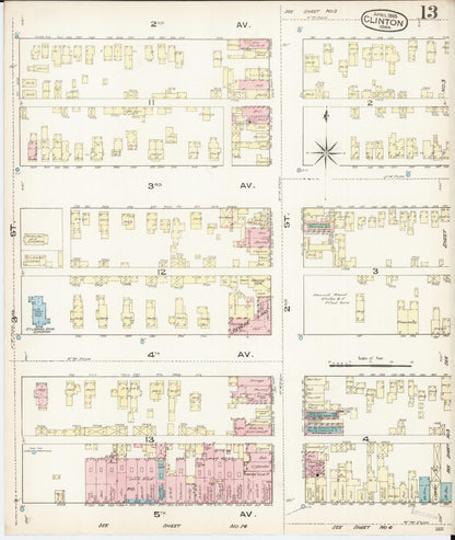 Sanborn Fire Insurance Map from Clinton, Clinton County, Iowa (1885), Sheet #0013 - Historic Sanborn Fire Insurance Map Print