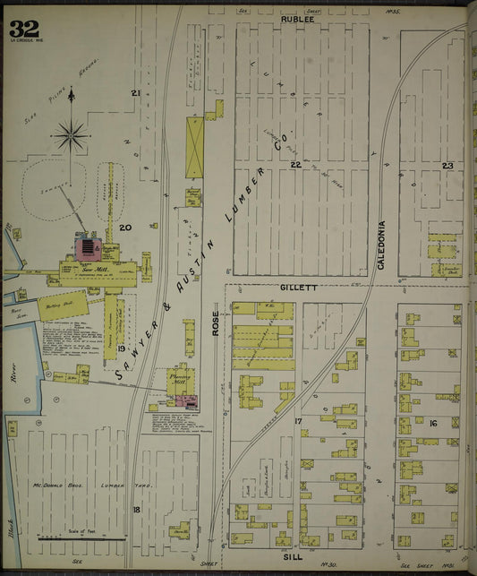 Sanborn Fire Insurance Map from La Crosse, La Crosse County, Wisconsin (1891), Sheet #0032 - Historic Sanborn Fire Insurance Map Print, vintage old map wall art, antique decor, genealogy gift, Wisconsin Wisconsin map