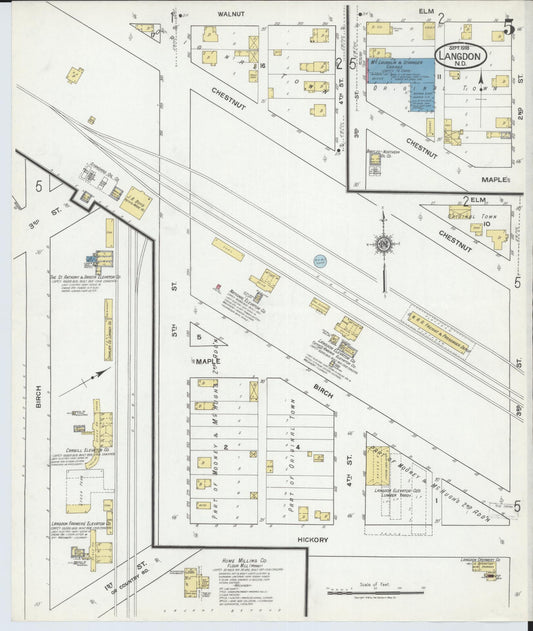 Sanborn Fire Insurance Map from Langdon, Cavalier County, North Dakota (1918), Sheet #0005 - Historic Sanborn Fire Insurance Map Print, vintage old map wall art, antique decor, genealogy gift, North Dakota North Dakota map