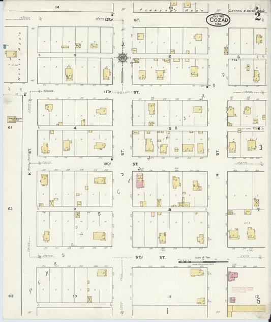 Sanborn Fire Insurance Map from Cozad, Dawson County, Nebraska (1920), Sheet #0002 - Historic Sanborn Fire Insurance Map Print, vintage old map wall art, antique decor, genealogy gift, Nebraska Nebraska map