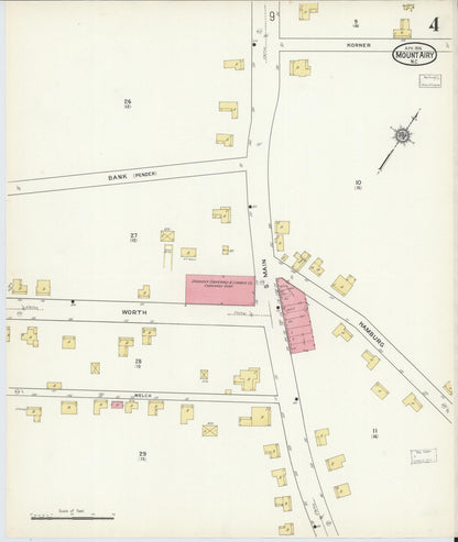 Sanborn Fire Insurance Map from Mount Airy, Surry County, North Carolina (1916), Sheet #0004 - Complete Map Set gallery image, historic Sanborn map, vintage wall art, North Carolina North Carolina