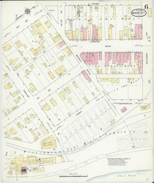 Sanborn Fire Insurance Map from Mound City, Pulaski County, Illinois (1914), Sheet #0006 - Historic Sanborn Fire Insurance Map Print, vintage old map wall art, antique decor, genealogy gift, Illinois Illinois map