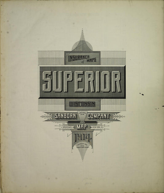 Sanborn Fire Insurance Map from Superior, Douglas County, Wisconsin (1914), Sheet #0001 - Historic Sanborn Fire Insurance Map Print, vintage old map wall art, antique decor, genealogy gift, Wisconsin Wisconsin map
