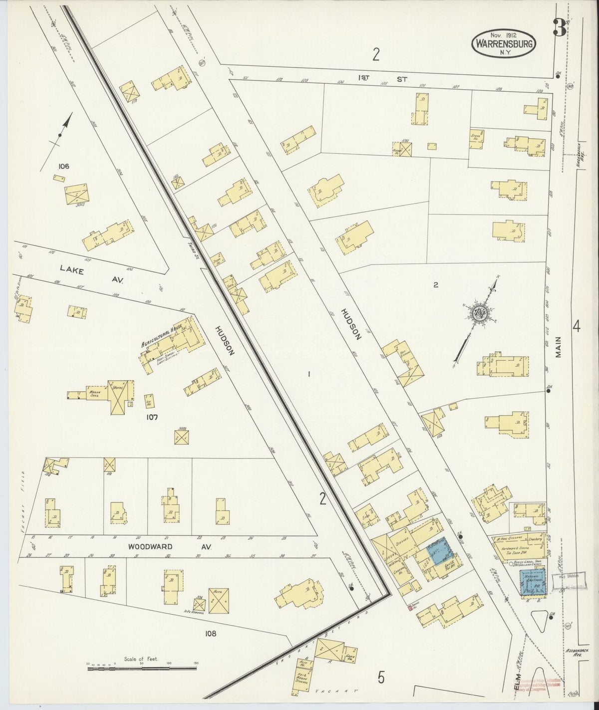 Sanborn Fire Insurance Map from Warrensburg, Warren County, New York (1912), Sheet #0003 - Complete Map Set gallery image, historic Sanborn map, vintage wall art, New York New York
