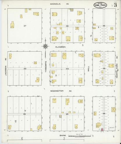 Sanborn Fire Insurance Map from Iowa Park, Wichita County, Texas (1921), Sheet #0003 - Historic Sanborn Fire Insurance Map Print, vintage old map wall art