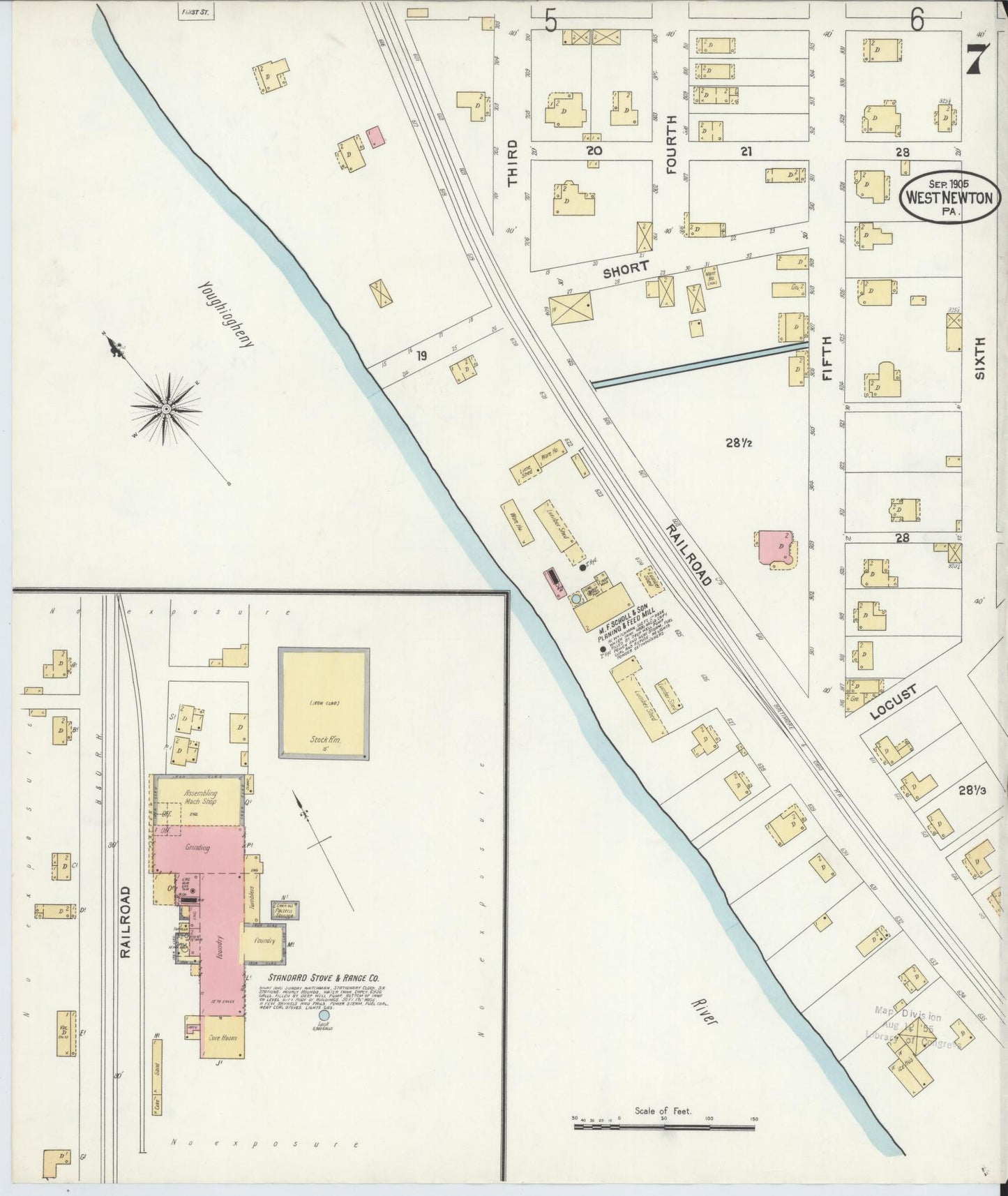 Sanborn Fire Insurance Map from West Newton, Westmoreland County, Pennsylvania (1905), Sheet #0007 - Complete Map Set gallery image, historic Sanborn map, vintage wall art, Pennsylvania Pennsylvania