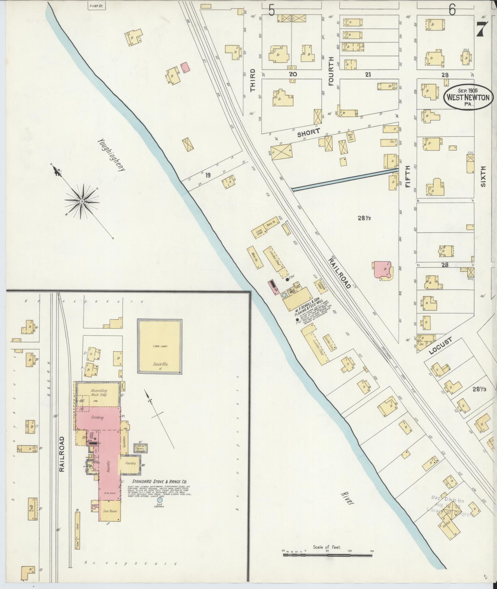 Sanborn Fire Insurance Map from West Newton, Westmoreland County, Pennsylvania (1905), Sheet #0007 - Complete Map Set gallery image, historic Sanborn map, vintage wall art, Pennsylvania Pennsylvania