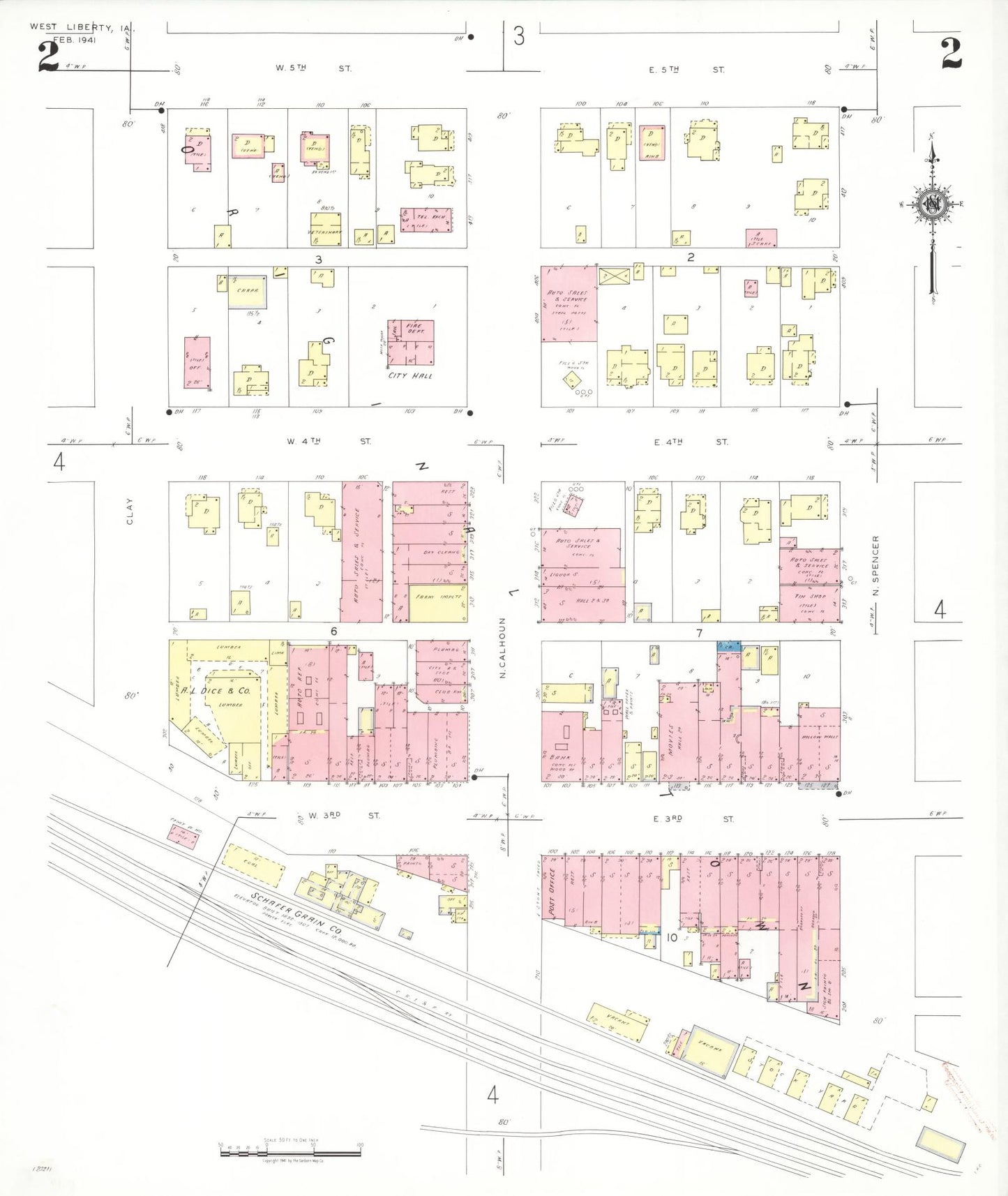Sanborn Fire Insurance Map from West Liberty, Muscatine County, Iowa (1941), Sheet #0002 - Historic Sanborn Fire Insurance Map Print