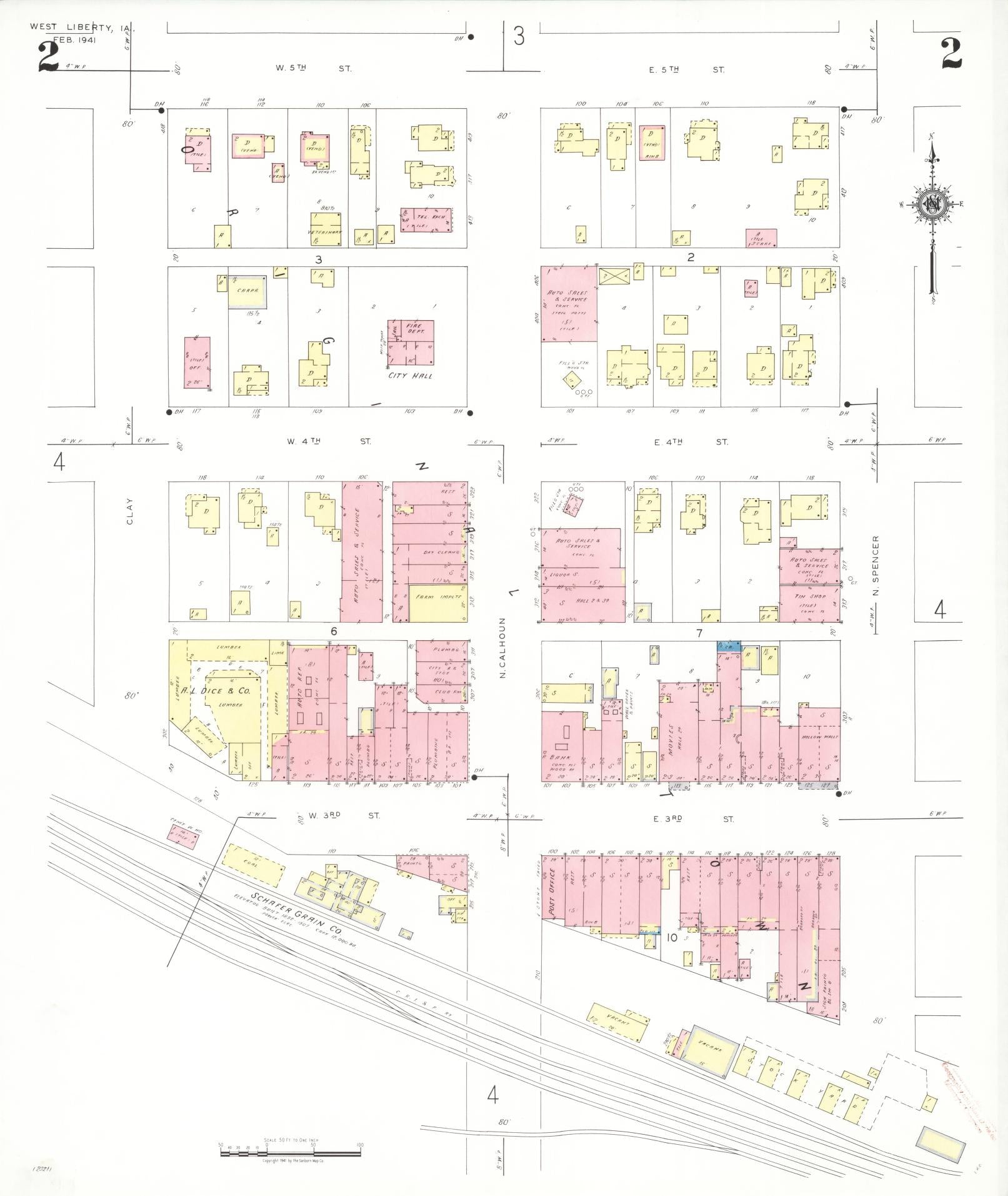 Sanborn Fire Insurance Map from West Liberty, Muscatine County, Iowa (1941), Sheet #0002 - Historic Sanborn Fire Insurance Map Print