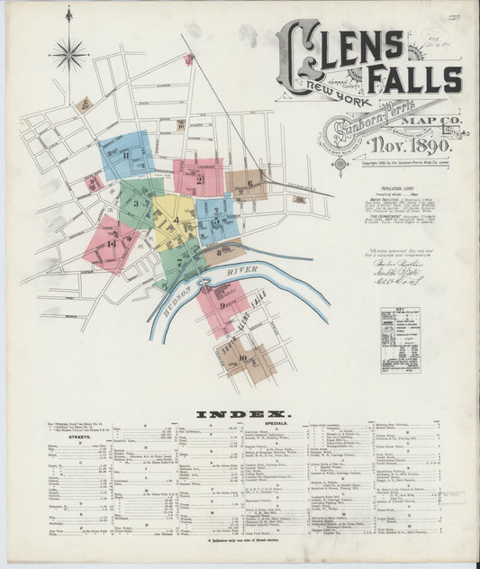 Sanborn Fire Insurance Map from Glens Falls, Warren County, New York. (1890) – Historic Sanborn Fire Insurance Map Print