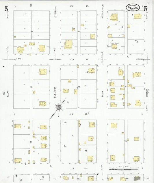 Sanborn Fire Insurance Map from Pecos, Reeves County, Texas (1927), Sheet #0005 - Historic Sanborn Fire Insurance Map Print, vintage old map wall art, antique decor, genealogy gift, Texas Texas map