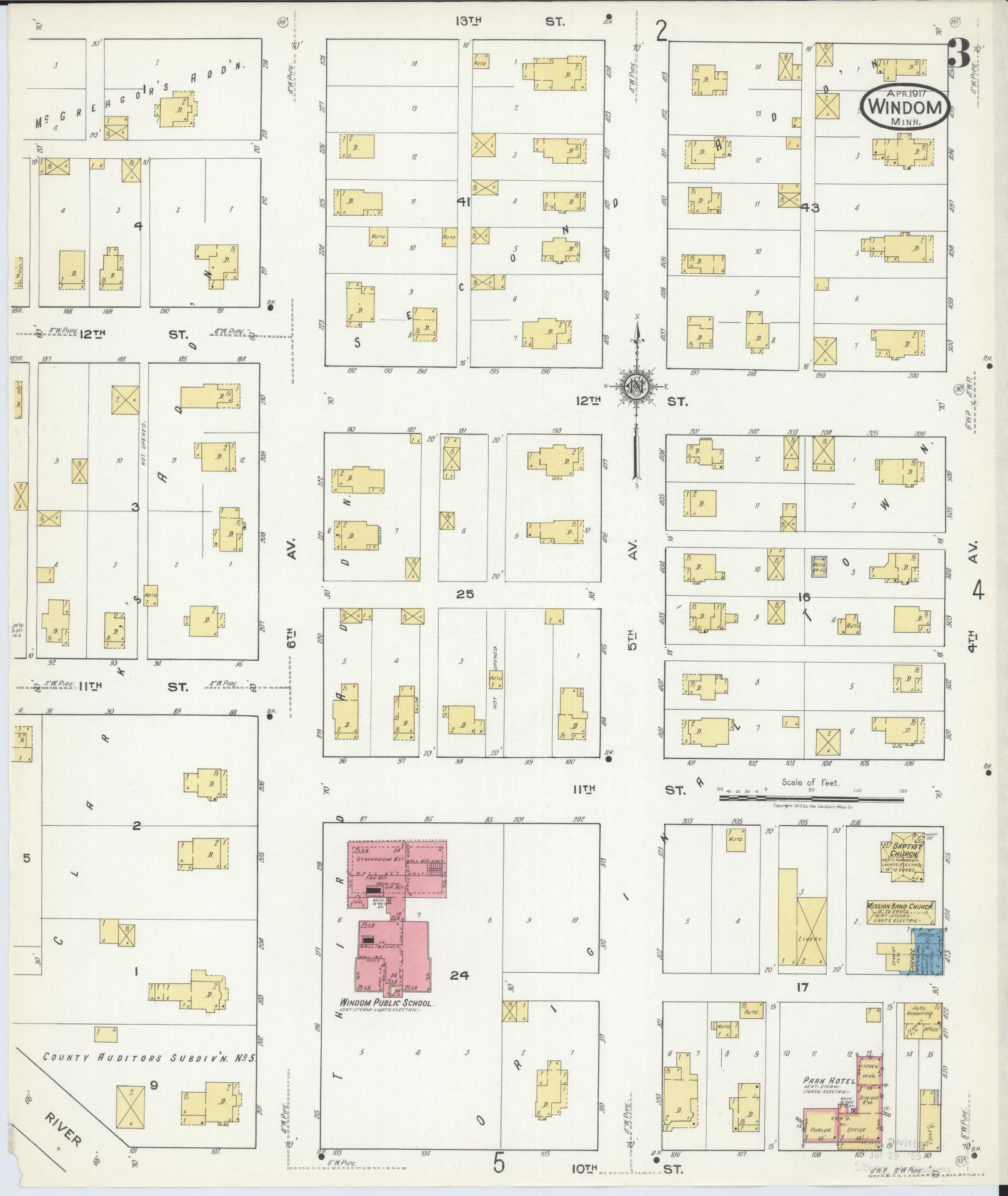 Sanborn Fire Insurance Map from Windom, Cottonwood County, Minnesota (1917), Sheet #0003 - Complete Map Set gallery image, historic Sanborn map, vintage wall art, Minnesota Minnesota