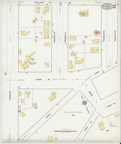 Sanborn Fire Insurance Map from Aiken, Aiken County, South Carolina (1918), Sheet #0002 - Complete Map Set gallery image, historic Sanborn map, vintage wall art, South Carolina South Carolina