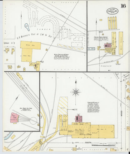 Sanborn Fire Insurance Map from Cadillac, Wexford County, Michigan (1900), Sheet #0016 - Complete Map Set gallery image, historic Sanborn map, vintage wall art, Michigan Michigan