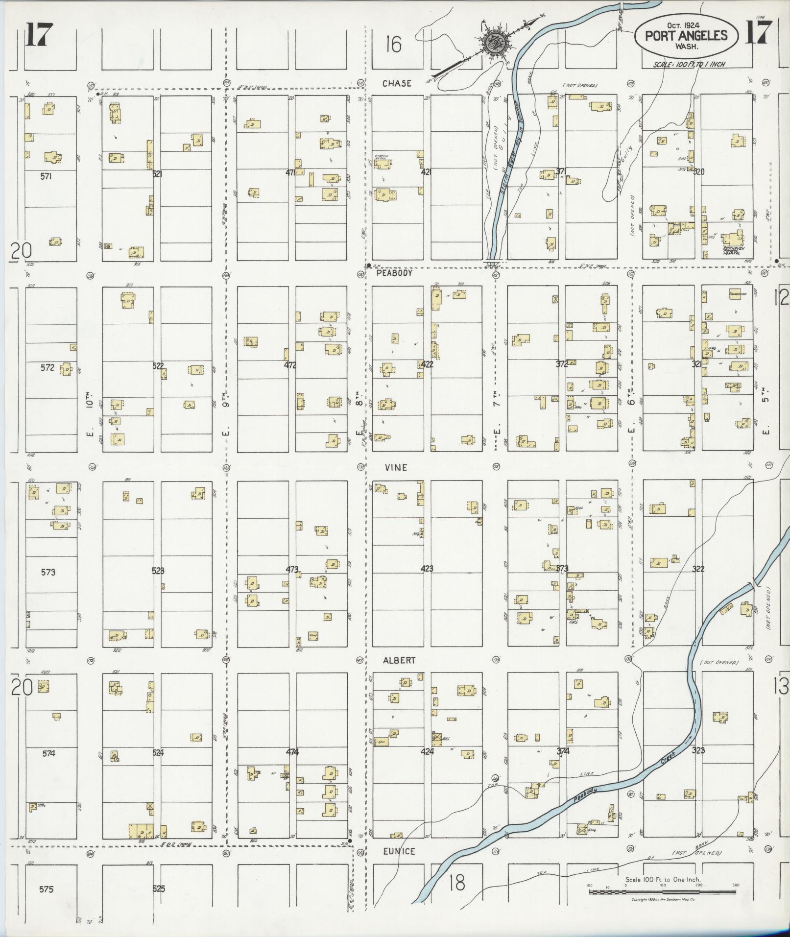 Sanborn Fire Insurance Map from Port Angeles, Clallam County, Washington (1924), Sheet #0017 - Complete Map Set gallery image, historic Sanborn map, vintage wall art, Washington Washington