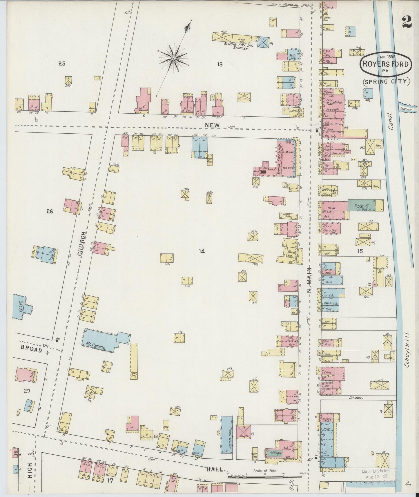Sanborn Fire Insurance Map from Royersford, Montgomery County, Pennsylvania (1895), Sheet #0002 - Complete Map Set gallery image, historic Sanborn map, vintage wall art, Pennsylvania Pennsylvania