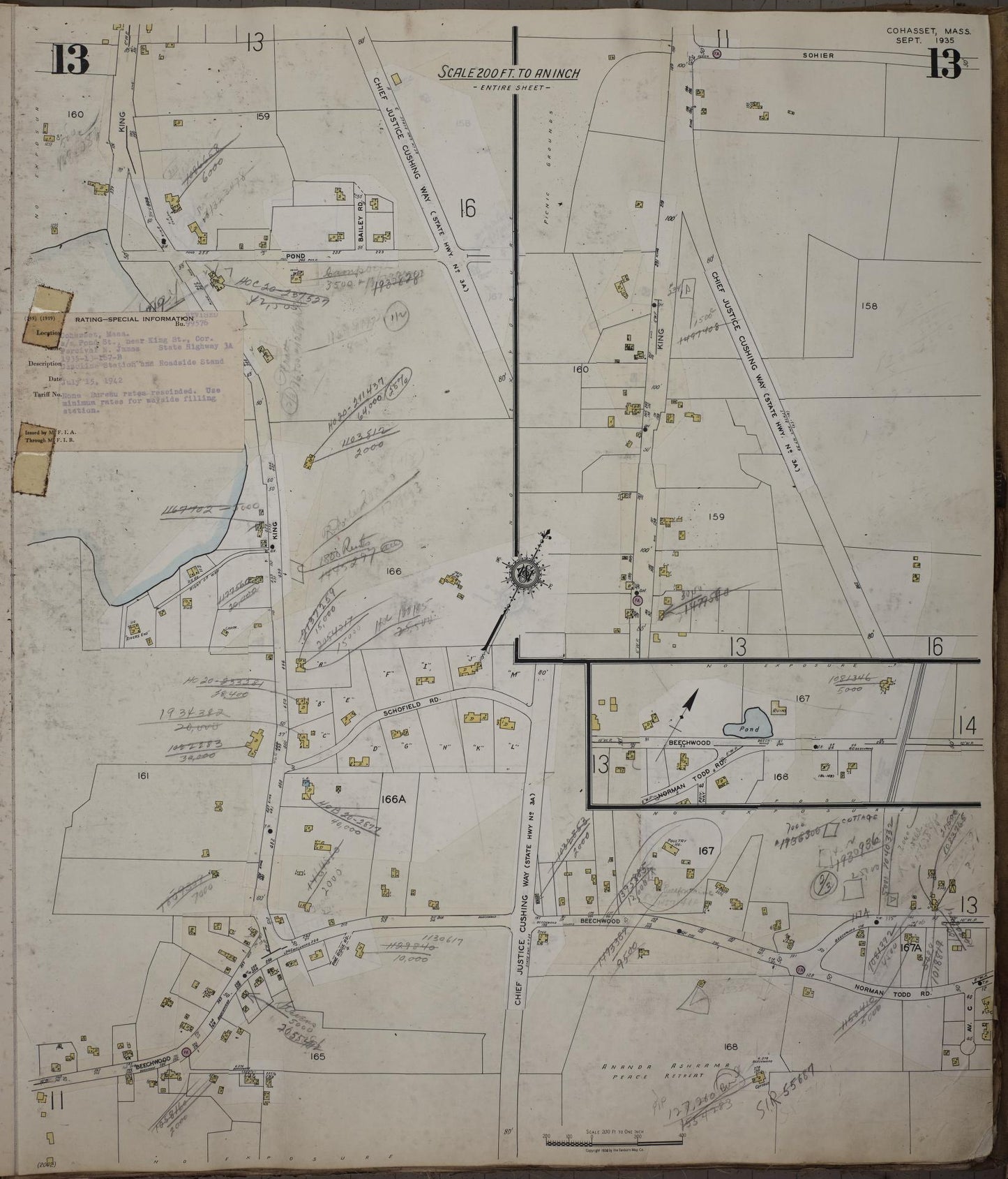 Sanborn Fire Insurance Map from Cohasset, Norfolk County, Massachusetts (1952), Sheet #0013 - Complete Map Set gallery image, historic Sanborn map, vintage wall art, Massachusetts Massachusetts