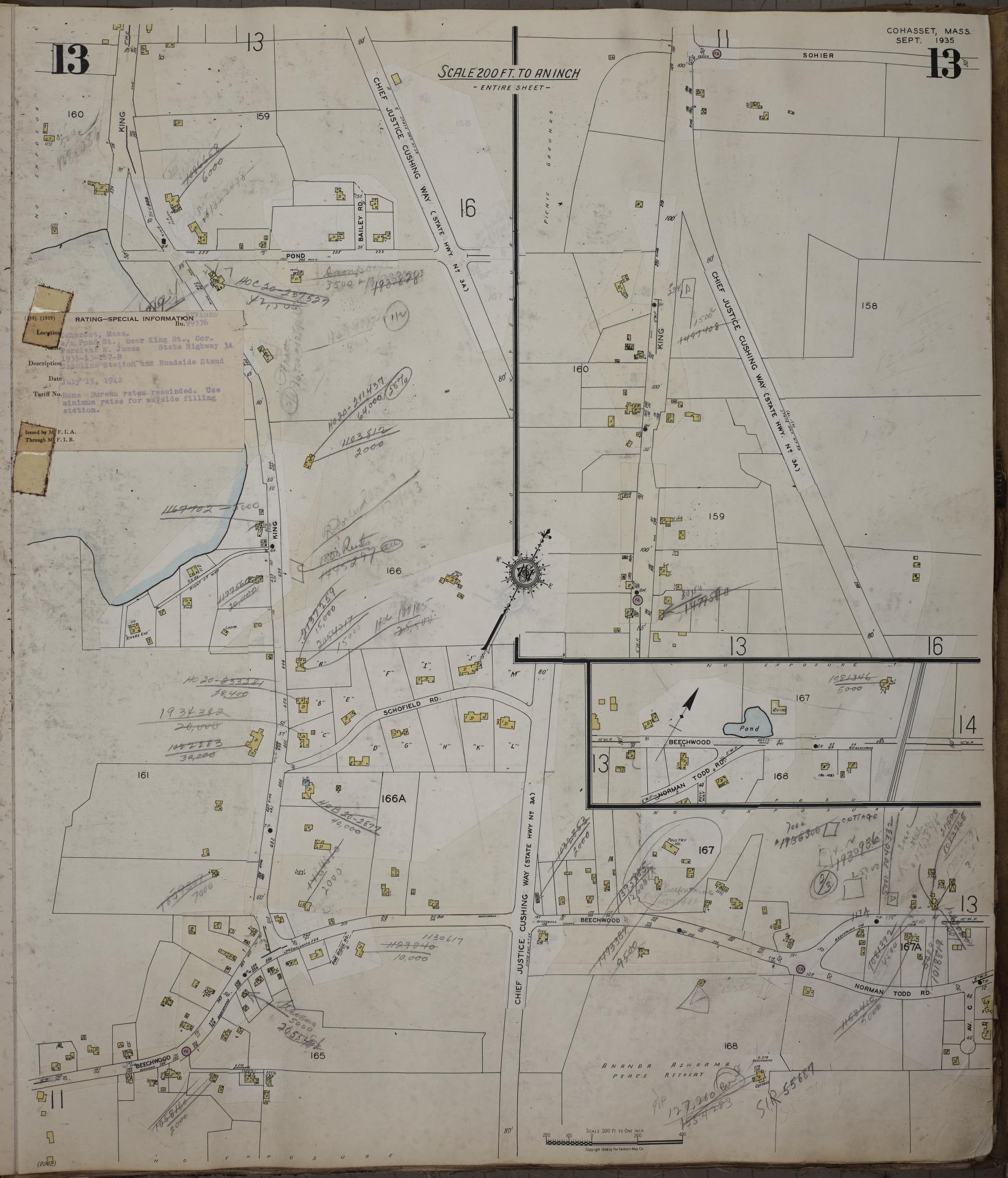 Sanborn Fire Insurance Map from Cohasset, Norfolk County, Massachusetts (1952), Sheet #0013 - Complete Map Set gallery image, historic Sanborn map, vintage wall art, Massachusetts Massachusetts